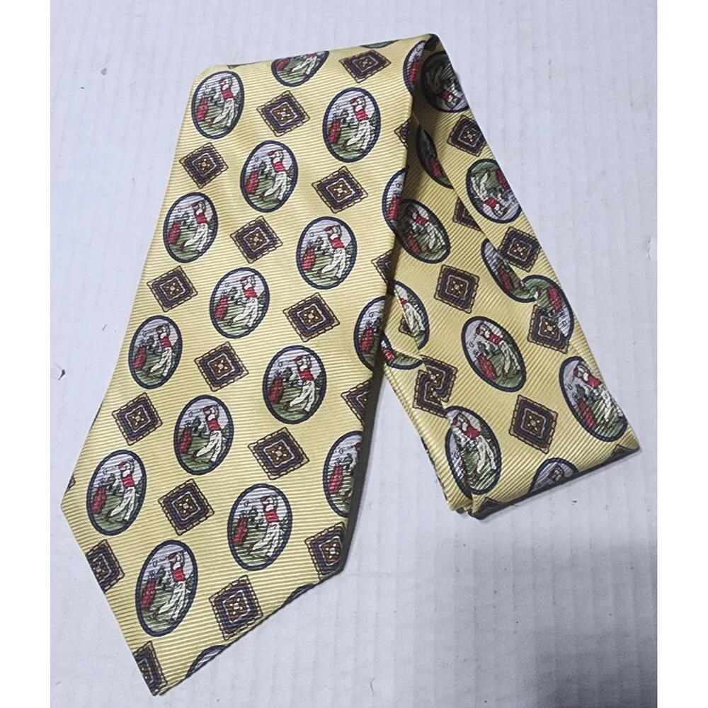 Salvador Mangano Vintage 100% Pure Silk Golfer Men's Necktie Length 57